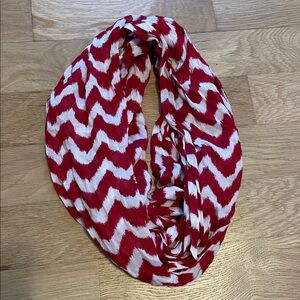 Charming Charlie Red and White stripped infinity scarf